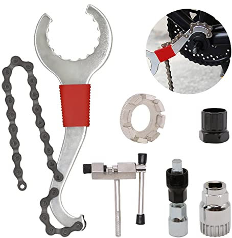 6 Pcs Fahrrad Werkzeug Set, YDIAMEJ Fahrrad Kassette Removal Tool mit 3-in-1 Kassettenentferner Schlüssel Tretlager Werkzeug Kurbel Kettenbrecher Speichenschlüssel