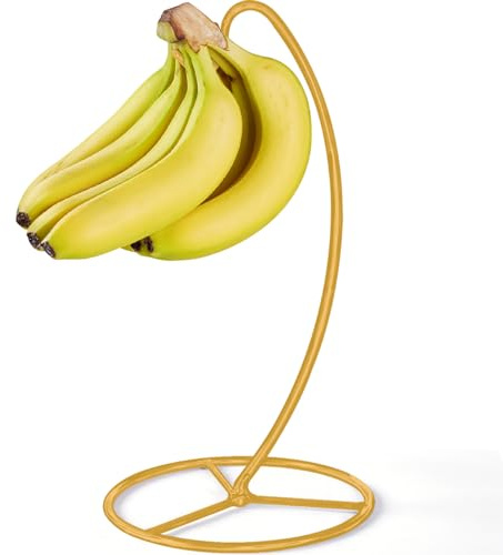 EGMEHOAD Banana Holder Stand, Banana Hanger Stand Black, Metal Bananas Tree Hanger to Keep Bananas Fresh Gold