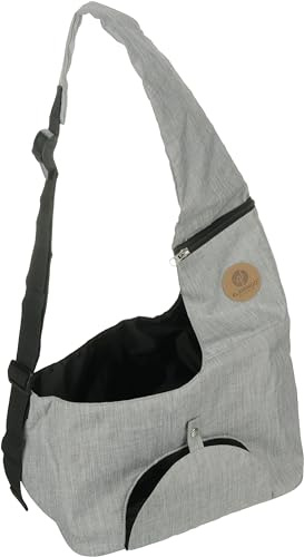 Sac de Transport Chat – Chien – Flamingo Kanga Gris – 44×20×20 cm (Ceinture 67–124) – Polyester – Ouverture Haut – Fond Amovible – Ventilation – Bretelle réglable – Poche