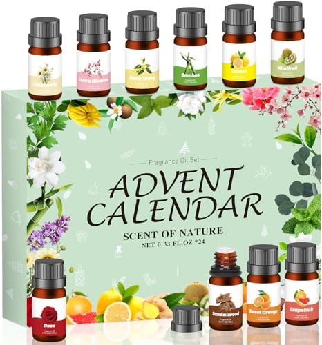 Adventskalender 2025 eteriska oljor 10 ml för vuxna män kvinnor 24 dagar julkalender