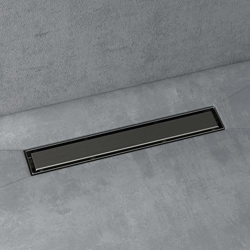 doporro Canaleta de Ducha Canal Gris 50cm con dispositivo desodorante y filtro de pelo, Canal de Drenaje de Acero Inoxidable, Desagüe de agua embaldosable 35L/min KE110