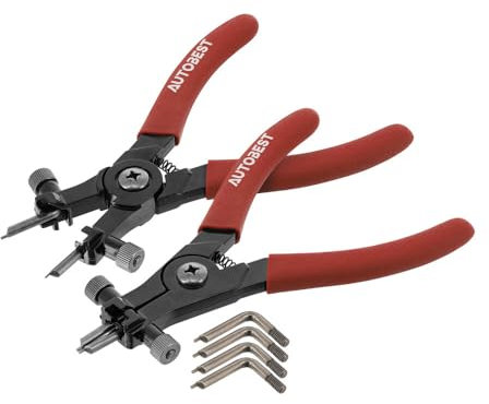 Jeu de 2 pinces circlips intérieures et extérieures avec embouts droits et coudés