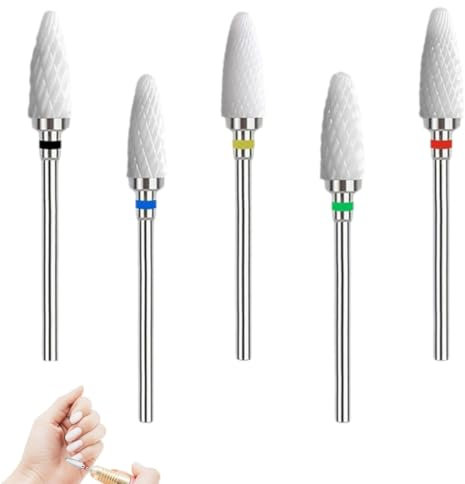 5 Pezzi Punte Fresa Unghie Ceramica Punta da Trapano per Unghie Elettrica Professionale Strumenti Diamond Nail Drill per Rimozione Gel, Manicure, Pedicure, Uso Domestico,fresa per unghie