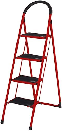 Scala Sgabello Multiuso Pieghevole in Acciaio Salvaspazio 2/3/4 Gradini (4 Scalini)