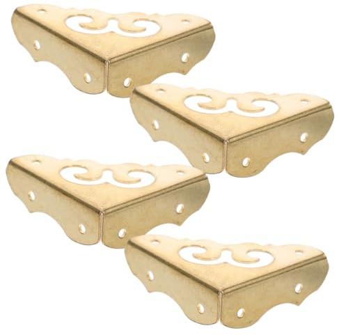 GRIRIW Protections d'angle Décoratives Vintage en Métal Cuivre Antique, Lot De 4, Protège-Coins pour Meubles, Boîtes à Bijoux Et Caisses en Bois, Accessoires De Quincaillerie Multifonctions