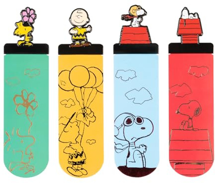 Grupo Erik Segnalibro Pack Snoopy Peanuts - 4 Segnalibro in Metallo Divertente, Accessori Libri | Snoopy Gadget: Idea Regalo Bambini y Professori