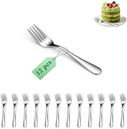 Dessert Forks Set of 12, Berglander Stainless Steel 5.5“ Cake Fork for Cocktail, Dessert, Cake, Tea, Fruit, Cheese, Appetizer Small Forks for Party, Hotel, Restaurant, Cafes Dishwasher Safe