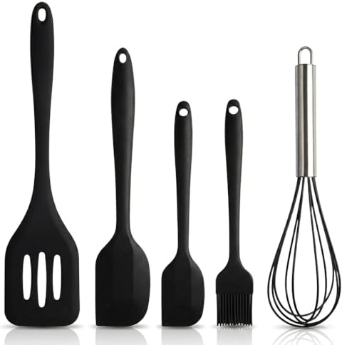 MJ MJ SOLUTIONS, Espátulas de Reposteria, set 4 PCS espatulas cocina y Batidor silicona, No Tóxica Antirrayas, libre de BPA, Utensilios para Cocinar Hornear Mezclar.