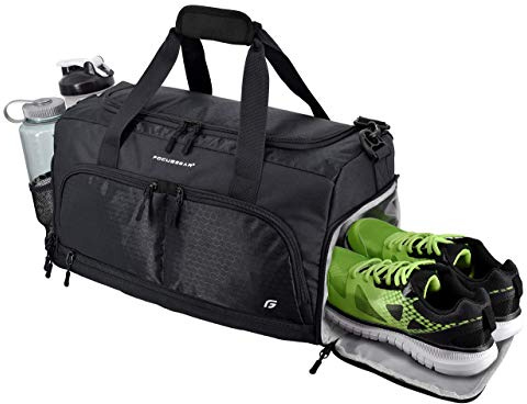Ultimate Gym Bag 2.0: The Durable Crowdsource Designed Duffel Bag with 10 Optimal Compartments Including Water Resistant Pouch (Black, Medium (20))