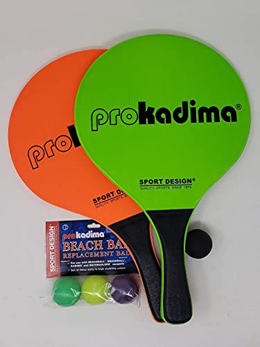 Pro Kadima Beach Paddle Bundle | 2 Paddles & 4 Balls (Green/Orange)