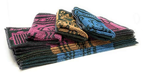 HC 12 Paños de Cocina, Fabricados en Algodón de Rizo Especial, Absorbentes, Suaves y Duraderos, 50 x 45cms, Diferentes Modelos y Colores, Hechos en España (Café/Té (Azul, Rosa y Naranja))