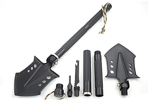 Snake Eye Tactical Survival Shovel - Unbreakable 180 Degree Folding Shovel - Camping Shovel with 12 Functions - Carbon Steel & Aluminum Handle - Perfect for Camping, Hiking & Outdoor Survival