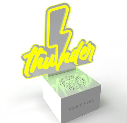 MUSIC HERO Speaker wireless NEON, cassa audio portatile 3W con LED luminoso, tasto on/off, cavo ricarica USB-C incluso, fino a 2 ore di musica continua, giallo