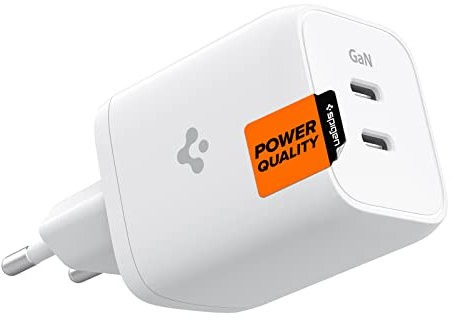 Spigen GaN 652 Total 65W 2 Port GaN III Tech Dual USB C Wandladegerät PD 3.0 Ladeblock Adapter Kompatibel mit MacBook Pro iPad iPhone 15 14 13 Mini Plus Pro Max Galaxy S24 Ultra Plus S23 Steam Deck