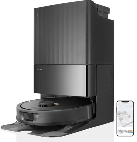 roborock Qrevo Pro Robot Aspirador Base de Carga Todo en uno, FlexiArm Design, Aspiradora y friegasuelo 7000 Pa, Trapeadores de Doble Giro, HyperForce, Reactive Al, Negro
