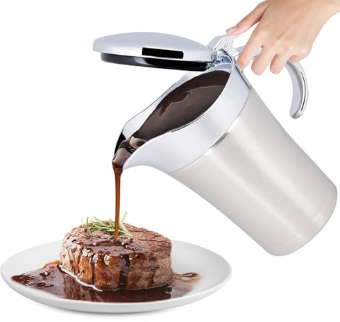 Yabound Saucière, 750 ml, grand chauffe-sauce en acier inoxydable, isolation thermique, double paroi, pot à sauce pour sauce, crème