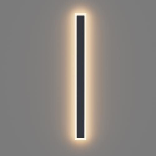 Klighten 30W LED Lange Wandleuchte Anthrazit Aussen Innen, IP65 Wasserdicht Außenwandleuchte 100cm Wandlampe, Eisen Außenlampe Außenleuchte Wand für Gärten Villa Terasse Korridor, Warmweiß 3000K