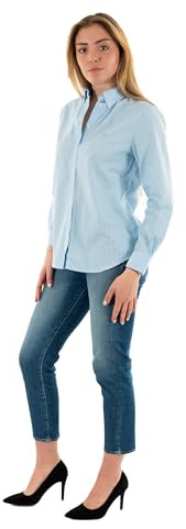 Tommy Jeans Femme Tjw Reg Pinstripe Poplin Shirt Dw0dw20290 Chemise L/S, White (Sugarplum Blue/Stripe), L EU