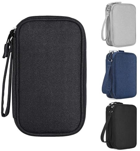 Criveple Kabeltasche, Kabeltasche Organizer, Drahtbinder Kabelorganizer Tasche, Universal Kabel Organizer, Multifunktional Reise Zubehör, für Ladekabel Powerbank (Schwarz)