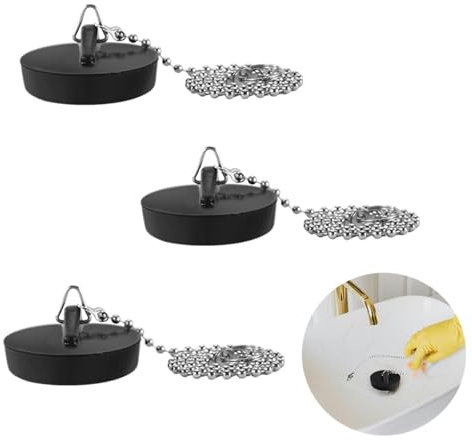 Bouchon De Vidange,3 Pièces Bouchon de Baignoire Universel avec 40CM Chaîne en Acier Inoxydable Bouchon Baignoire Bouchon de Lavabo pour Baignoire,Cuisine,Salle De Baine(Taille 40 mm à 45 mm)