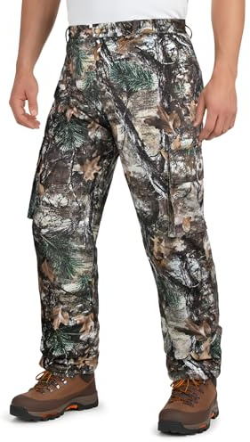 VicBre Men's Camo Hunting Trousers,Outdoor Warm Trousers for Winter | 5 Pockets,elastic waist,high-waisted design,ankle drawstring,realistic camo patterns,keep warm,suitable for hiking camping