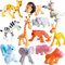 XNAUVOI Giungla Animali Set,Set di 12 statuette di animali,Animali Selvatici dei Cartoni,Mini Animali Figure,Regalo di Compleanno per Bambini