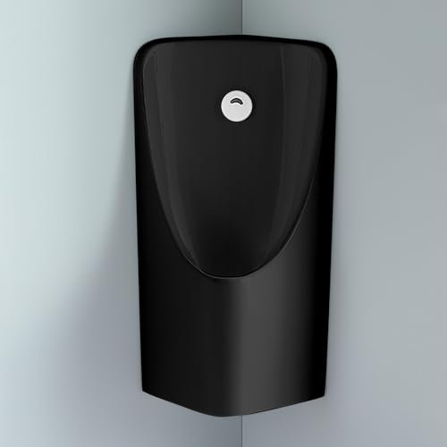 JINGSHIQIAOPL Eck Urinale für Männer, Auslaufsicher, Keramik Urinal mit Waschbecken und Wasserhahn, Pissoir für Männertoiletten, für Bars, Hotels, Öffentliche Toiletten(Black)