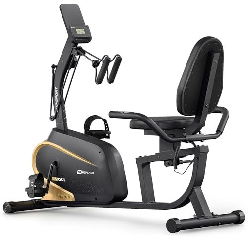 Hop-Sport Liegeergometer für zu Hause HS-045L Volt, Sitzergometer mit Magnetbremse & 10 verstellbaren Widerstandsstufen - Heimtrainer mit Herzfrequenzsensoren und verstellbarem Sitz