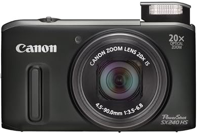 Canon Powershot SX240 HS Digital Camera - Black (12.1 MP, 20x Optical Zoom) 3.0 Inch LCD (Renewed)