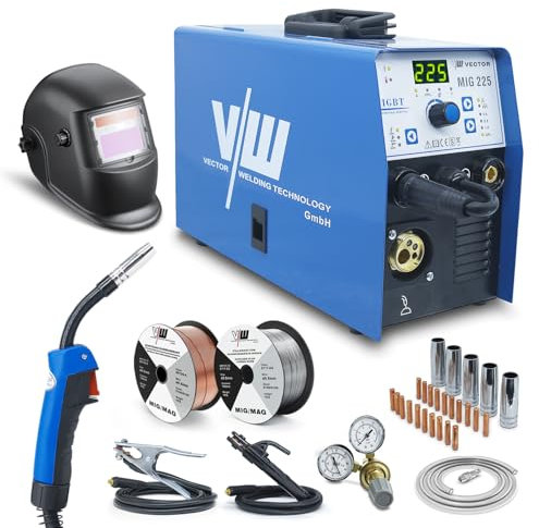 VECTOR WELDING MIG MAG Poste à souder 225 A avec fil fourré Poste à souder à gaz de protection Inverter avec fonction de soudage à électrodes 225 A et fonction de soudage à électrodes automatique