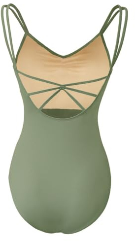 ROYAL SMEELA Women’s Camisole Dance Leotards with Adjustable Straps Ballet Costumes for Women Backless Ballet Dance Leotards Stretchy Bodysuit Green