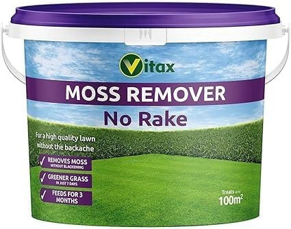 Moss Remover No Rake 100m² – Lawn Moss Killer & Control Treatment for Outdoor Gardens, Easy Application, No Raking Required, Fast-Acting Weed & Moss Control Solution