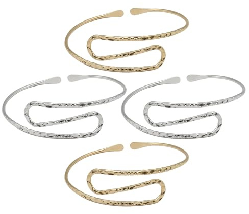 LALADEFIEE 4 St Vågigt Armband Justerbart Öppna Manschetter Armband Öppet Manschett Kvinnor Armsmycken För Kvinnor