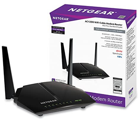 NETGEAR Cable Modem WiFi Router Combo C6220 - Compatible with All Cable Providers Including Xfinity by Comcast, Spectrum, Cox | for Cable Plans Up to 200 Mbps | AC1200 WiFi Speed | DOCSIS 3.0
