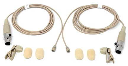 Pair of Lavalier Lapel Mics w/ 4 pin Mini XLR TA4F for Shure Wireless