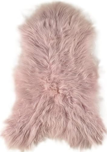 generisch LAMMFELL ROSA LANGWOLLIG 110 x 60 cm ECHTES ÖKO Island SCHAFFELL ZART ROSA GEFÄRBT