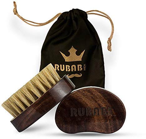 RUBAB MEN 100% Natural Bristle Beard Brush: Travel-Friendly, Premium Wood Handle & Hand-Polished for Elegance | Ideal for Daily Beard Use