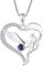 FJ Herz Schutzengel Halskette Damen 925 Sterling Silber Engelsflügel Kette Anhänger Tansanit Dezember Geburtsstein Halskette Schmuck Geschenke für Frauen Mädchen
