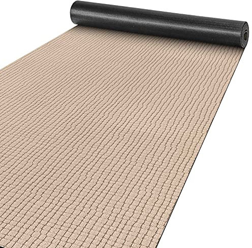 ANRO Teppich Läufer Flur Küchenteppich Schmutzfangmatte Sauberlaufmatte rutschfest Velours Beige 65x200cm Modern