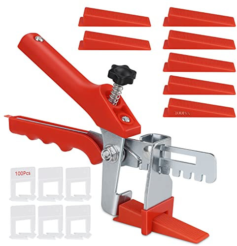 Croisillon Autonivelant 3mm - Carrelage Croisillon Autonivelant croisillon carrelage avec 1 Pince+100 Cales 100 Clips 3MM Kit Nivellement Carrelage Outils nivellement de carreaux de 7 à 14 mm hauteur