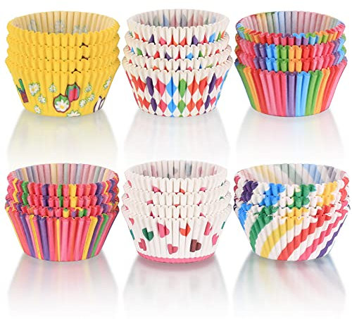 600 Piezas Papel para Cupcakes, Papel Moldes Magdalenas, Rainbow Papel para Magdalenas Muffins para Hornear Pastel Tarta Cumpleaños Bodas Fiesta