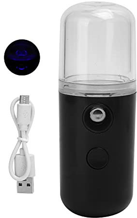 Pulvérisateur Facial Rechargeable Visage Brume Pulvérisateur Mini Humidificateur Cool Facial Vapeur Hydratant Spa Beauté Dispositif(Le noir)