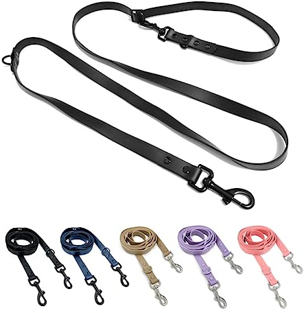 WOOFELITE Hands-Free Adjustable Waterproof Dog Leash (Black, 7 FT)