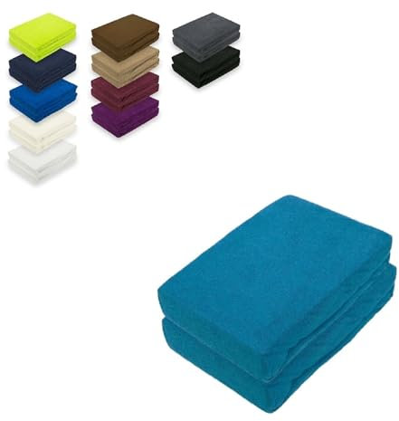 EXKLUSIV HEIMTEXTIL Frottee Spannbettlaken Doppelpack 90-100 x 200 cm Petrol