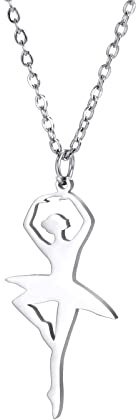 Amaxer Collar de bailarina para niñas, gimnasia, ballet, bailarina, danza, bailarina, acero inoxidable, joyería de regalo, collar con colgante para gimnasta, L50, Acero inoxidable (estilo3)