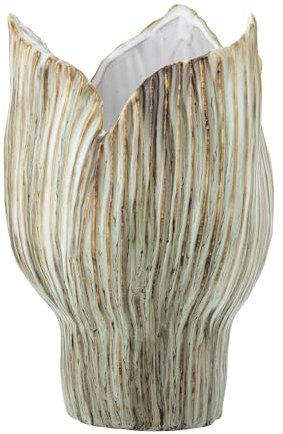 Bloomingville 's Mahira Collection Einzigartige gr�ne Steingut-Vase, handbemalt und von der Natur inspiriert, D20,5 x H30 cm � k�nstlerische Wohnkultur mit markanter Glasur, m�gliche Farbvariationen