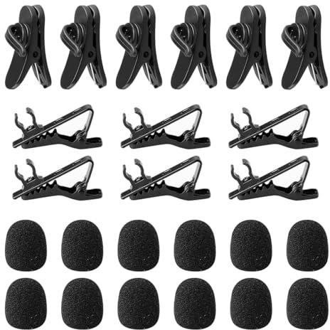 GLADFRESIT 24PCS Microphone Accessory Kit Highly Elastic Practical High-Quality Plastic Clips 075 Clips Sponge Suitable for Lavalier Microphones