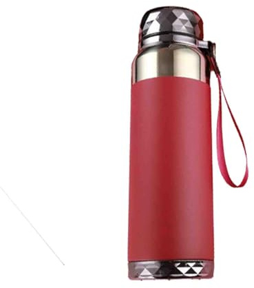Mens Water Bottle 1L Water Bottles Gym 360° Leakproof Stainless Steel Adult for Women with Filter Flask Insulated Bottles Cup Vacuum Flasks Car Nylon Hand Strap (red,1000ml)