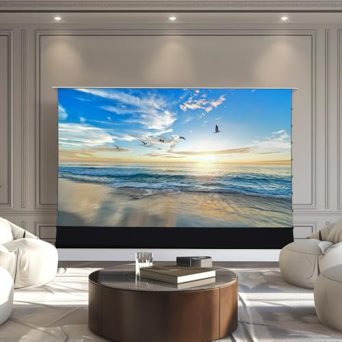 NothingProjector Projector Screen, 120 inch, Ambient Light Rejecting ALR CLR, 4K UHD, Motorized Floor Rising Electric with Remote, Ground Up for Ultra Short Throw Projectors, No Installation White