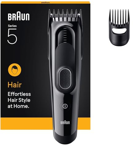 Braun Hårklippare Series 5, +2 Stylingverktyg, Blad med livslång skärpa, 9 Längder, MemoryLock, 50 min Drifttid, Tvättbar, HC5510, Svart